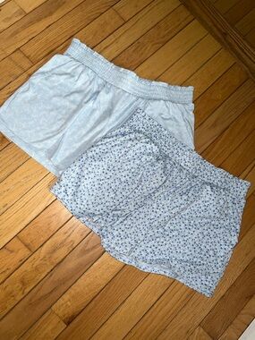 Light Blue Floral and Bow Print Sleep Shorts Set